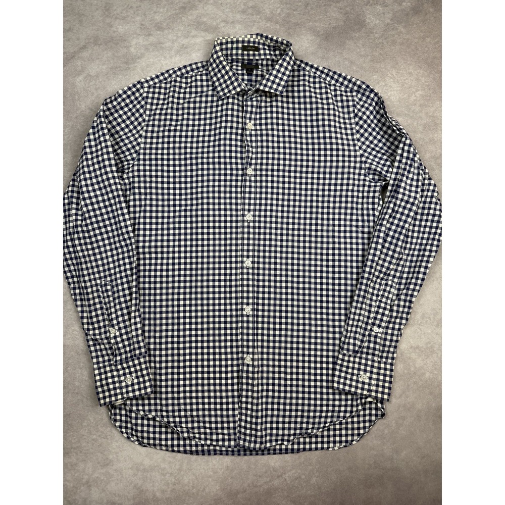 J. Crew Navy and White Gingham Button-Down Shirt